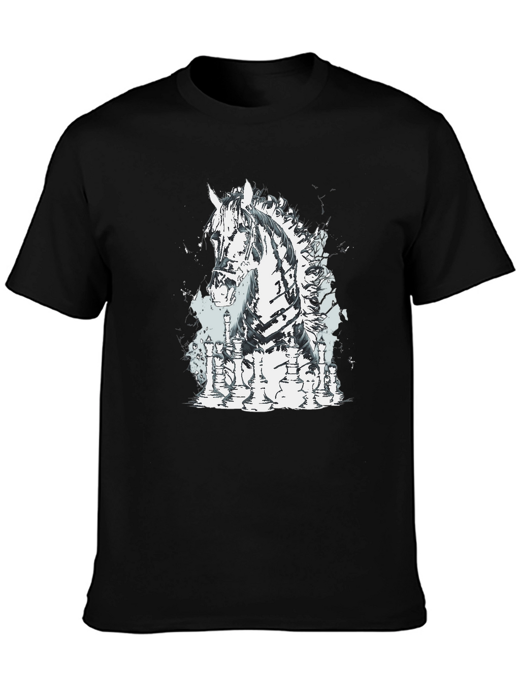 Chess Horse Graphic Tee - Stylish Black T-Shirt