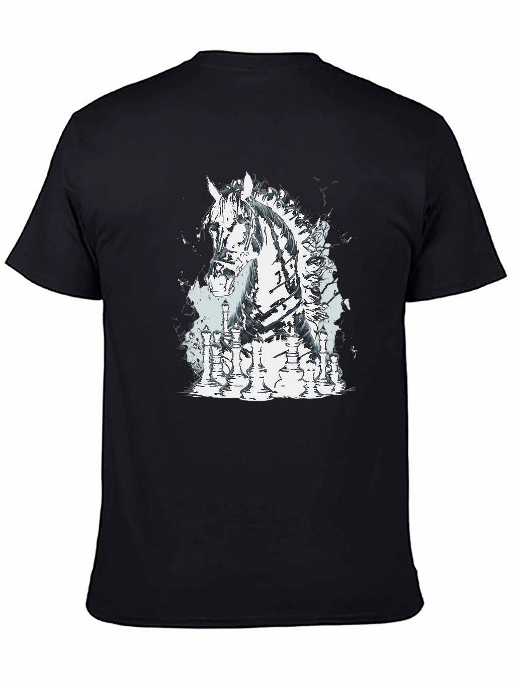 Chess Horse Graphic Tee - Stylish Black T-Shirt