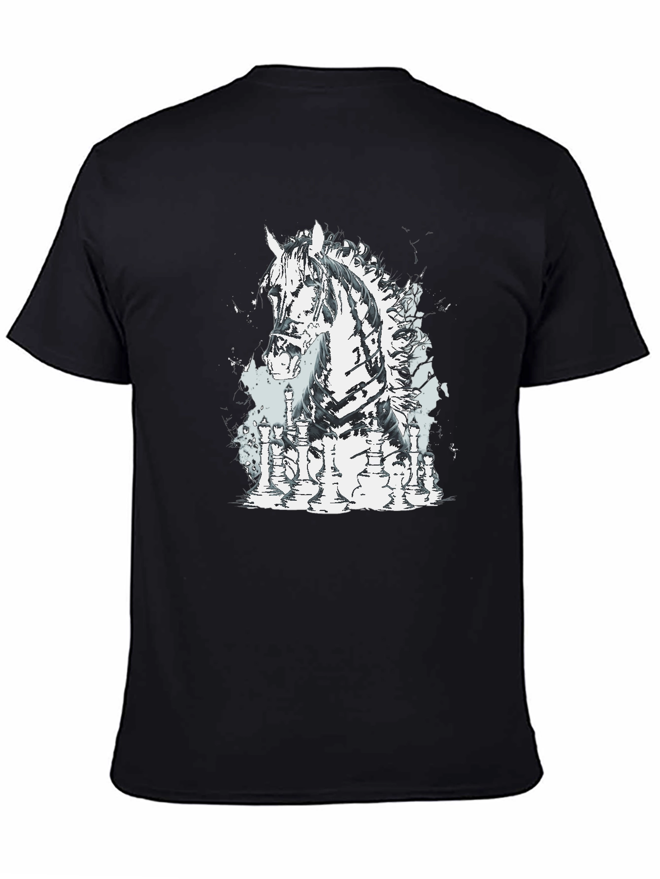 Chess Horse Graphic Tee - Stylish Black T-Shirt