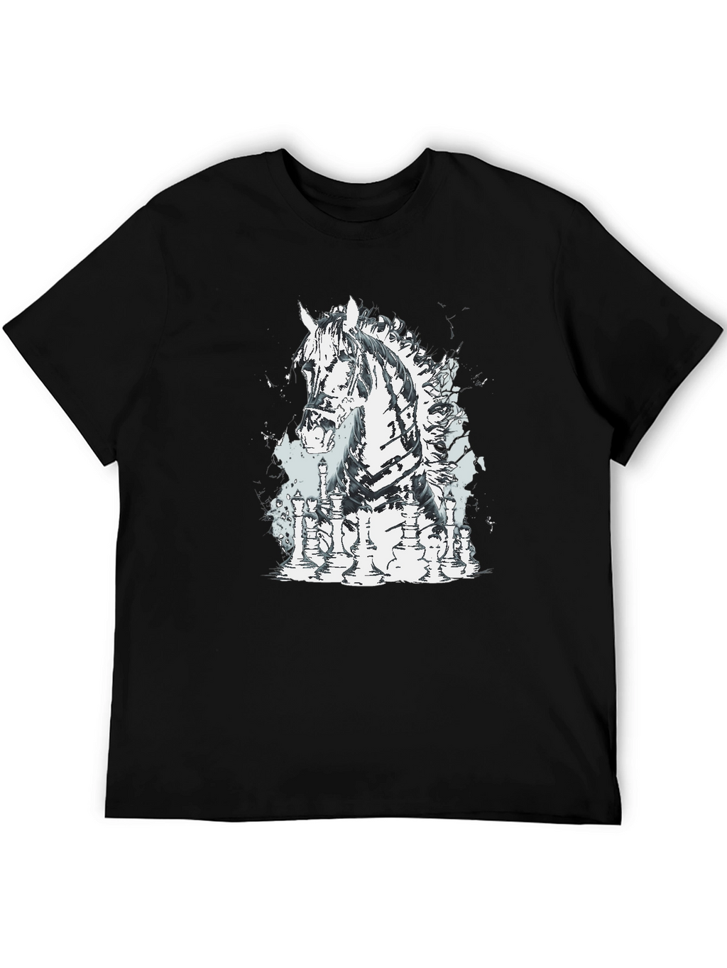 Chess Horse Graphic Tee - Stylish Black T-Shirt