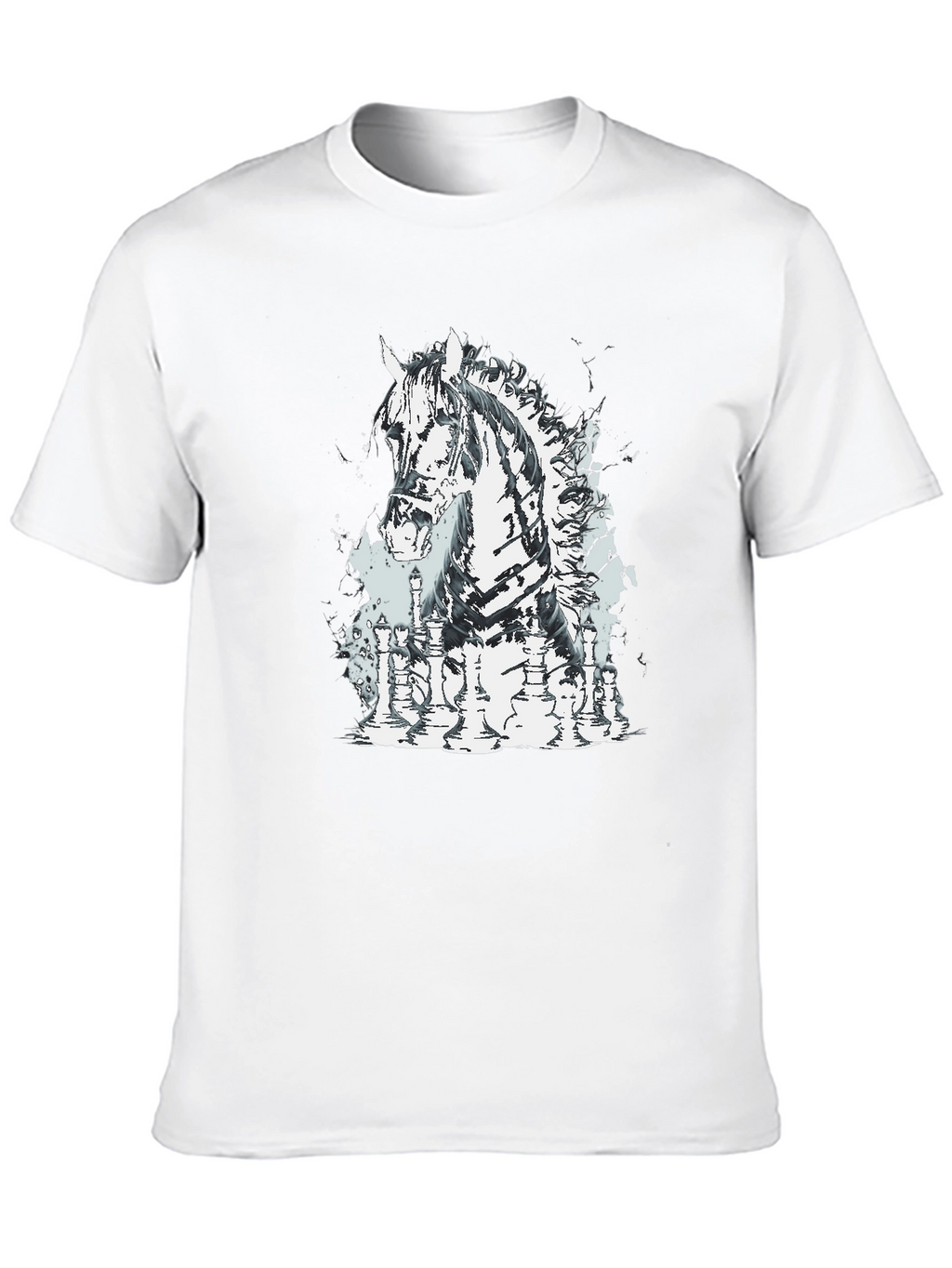 Chess Horse Graphic Tee - Stylish Black T-Shirt