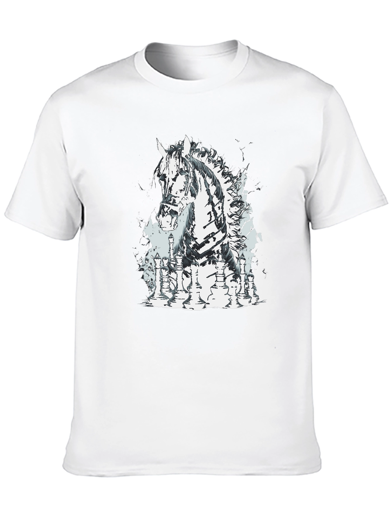 Chess Horse Graphic Tee - Stylish Black T-Shirt