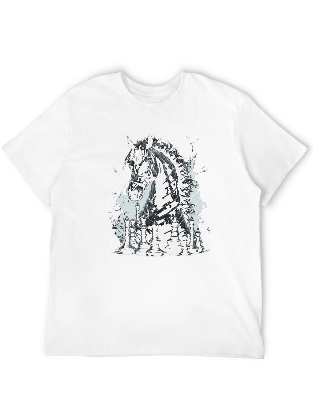 Chess Horse Graphic Tee - Stylish Black T-Shirt