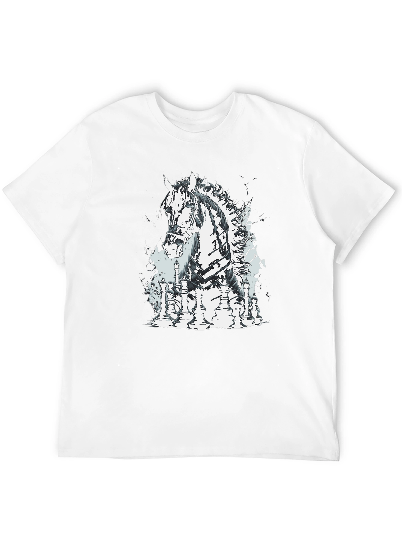 Chess Horse Graphic Tee - Stylish Black T-Shirt