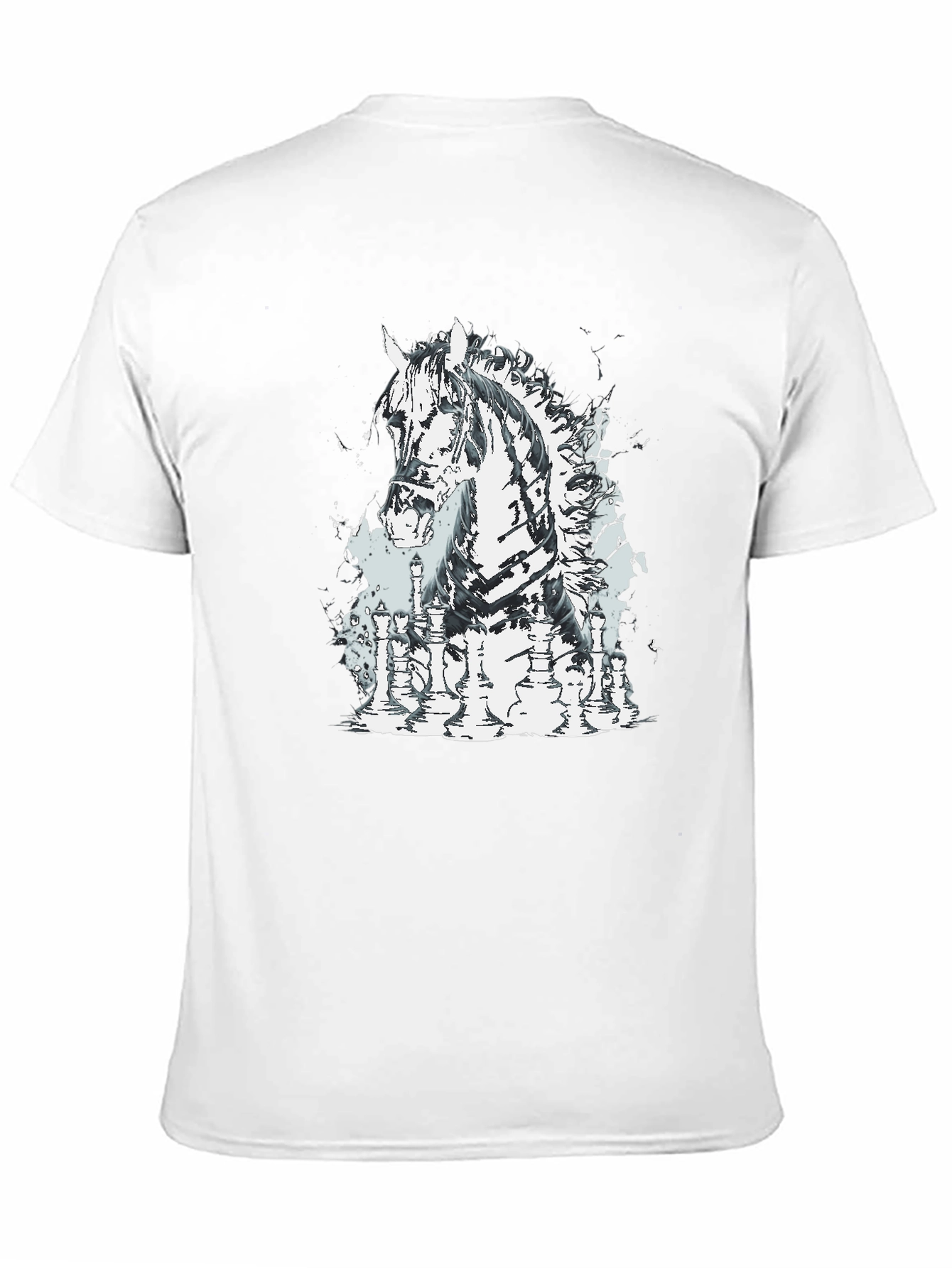 Chess Horse Graphic Tee - Stylish Black T-Shirt