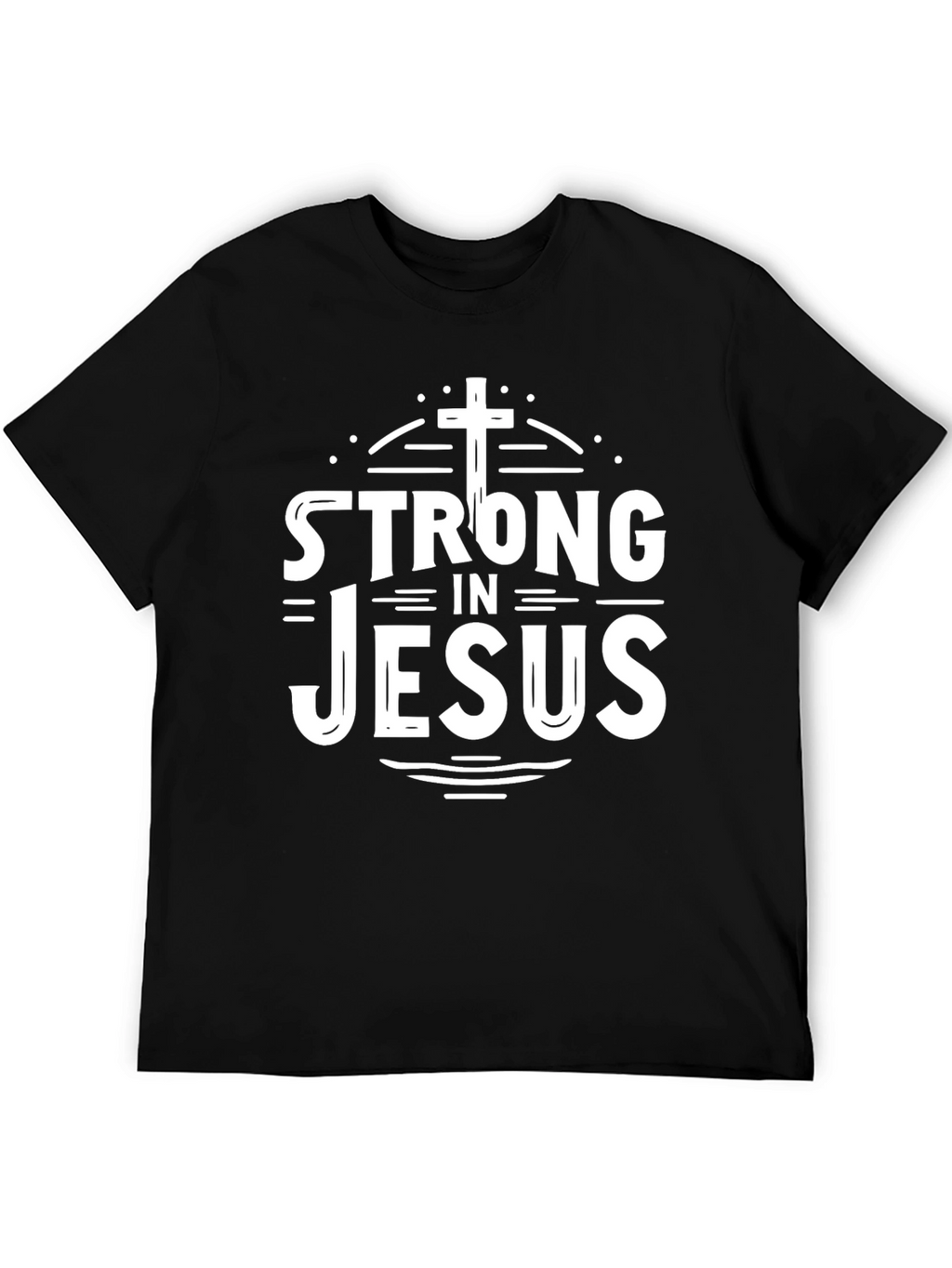 Strong in Jesus Christian T-Shirt Black