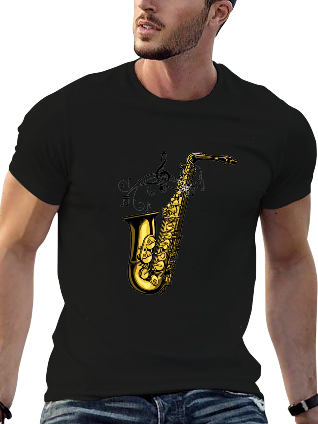 Saxophone Graphic Tee - Musical Instrument T-Shirt