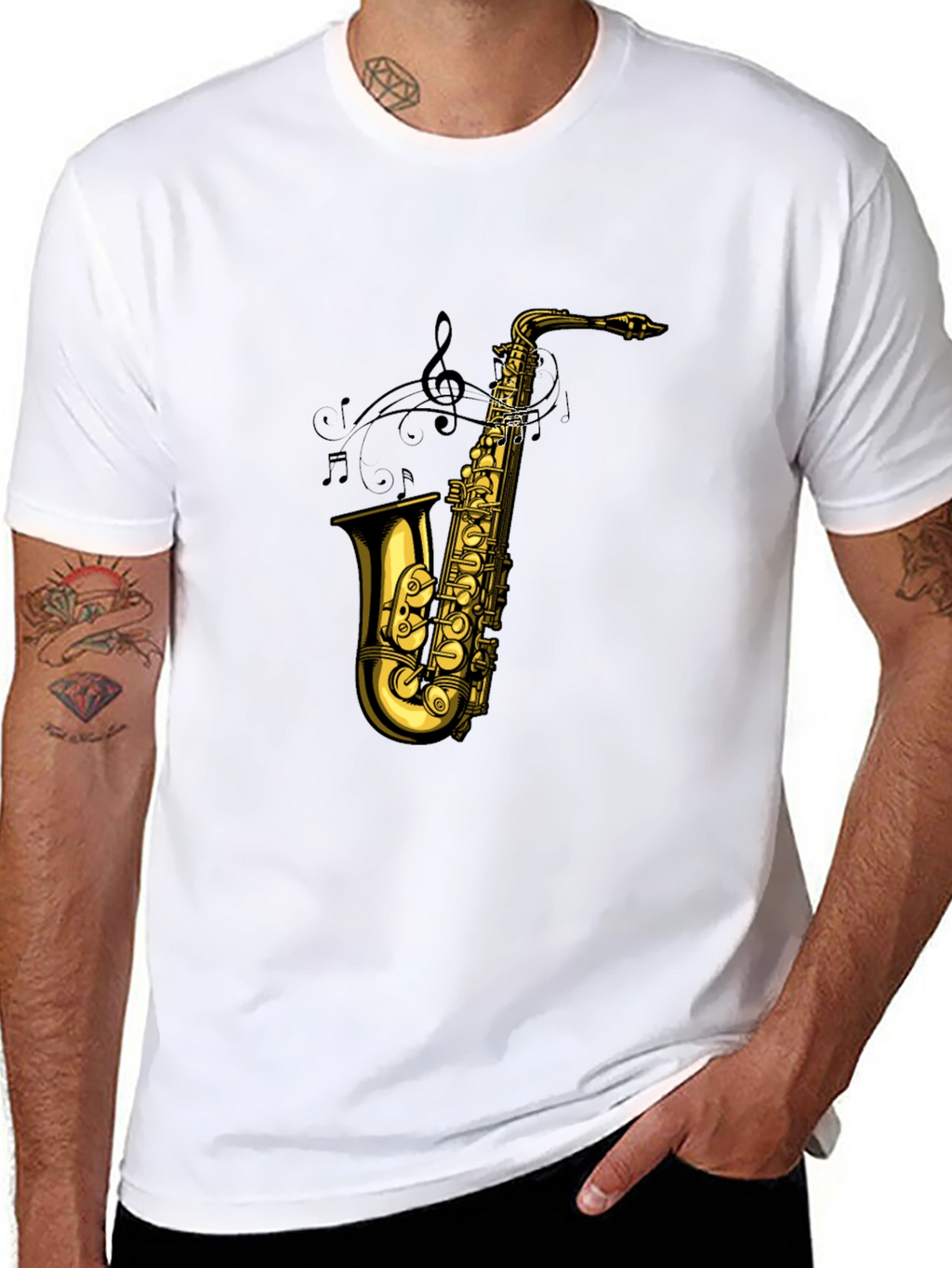 Saxophone Graphic Tee - Musical Instrument T-Shirt