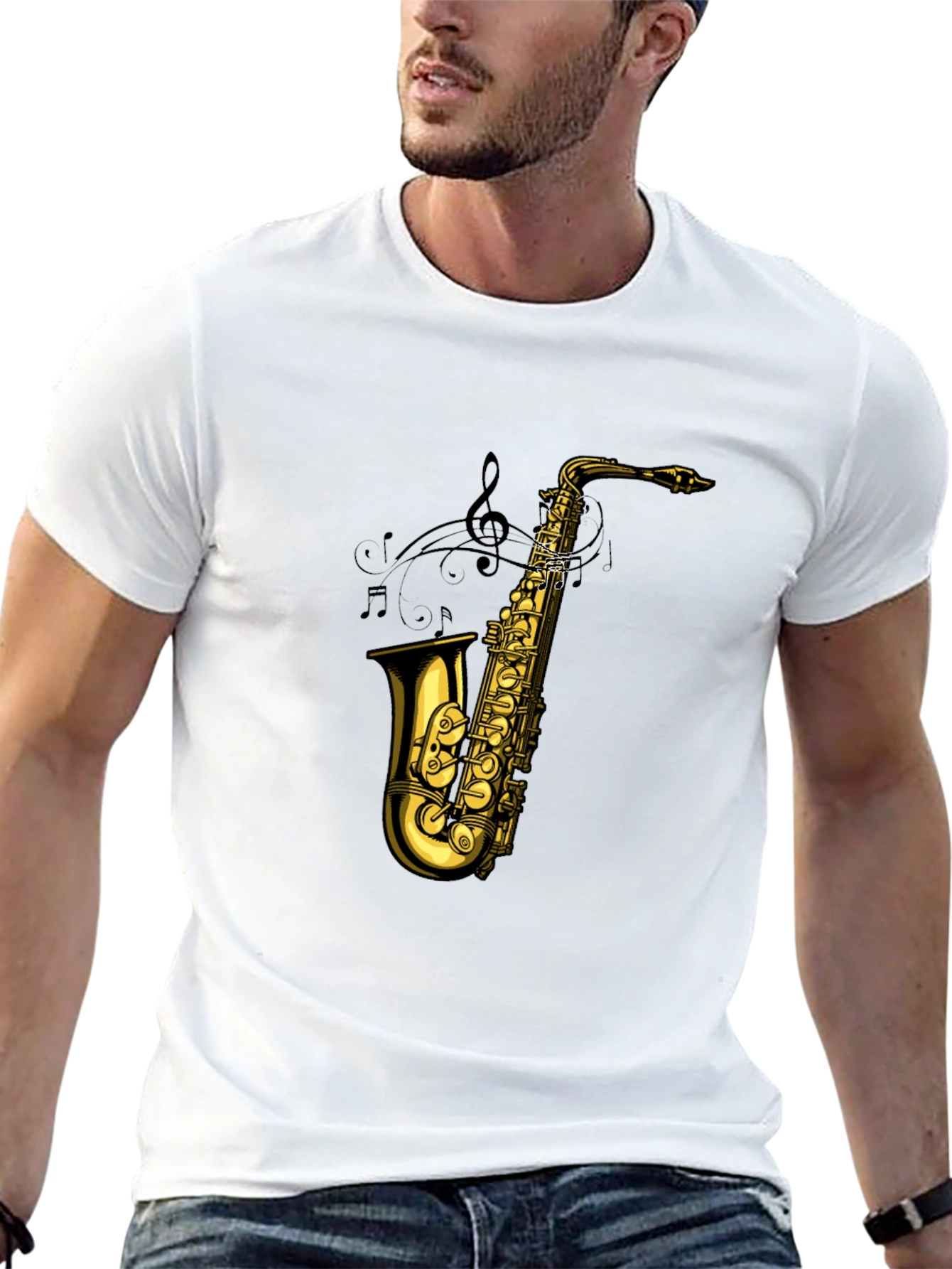Saxophone Graphic Tee - Musical Instrument T-Shirt