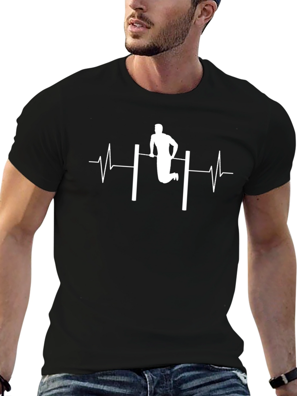 Gymnast Heartbeat Graphic Tee - Black