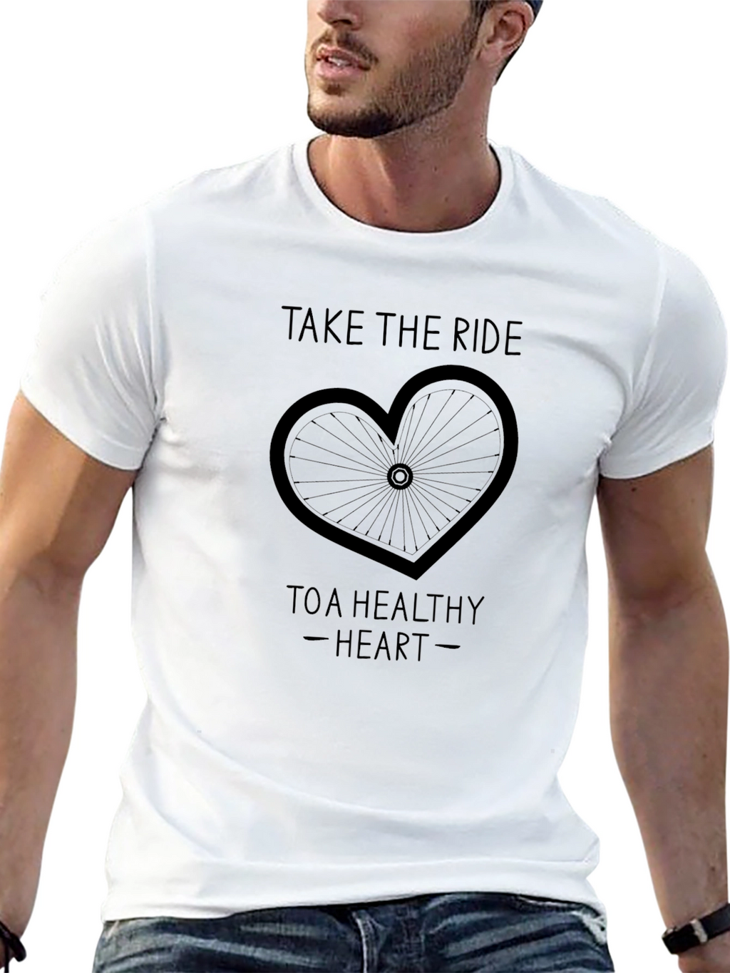 Take the Ride to a Healthy Heart Black T-Shirt