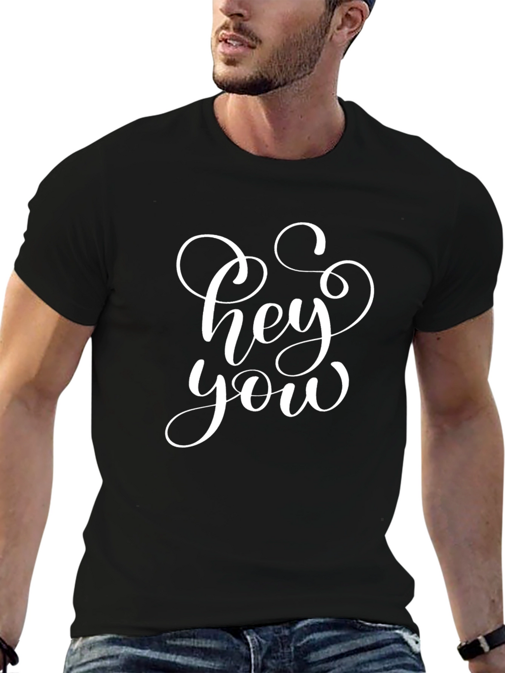 Hey You Graphic Print Black T-Shirt