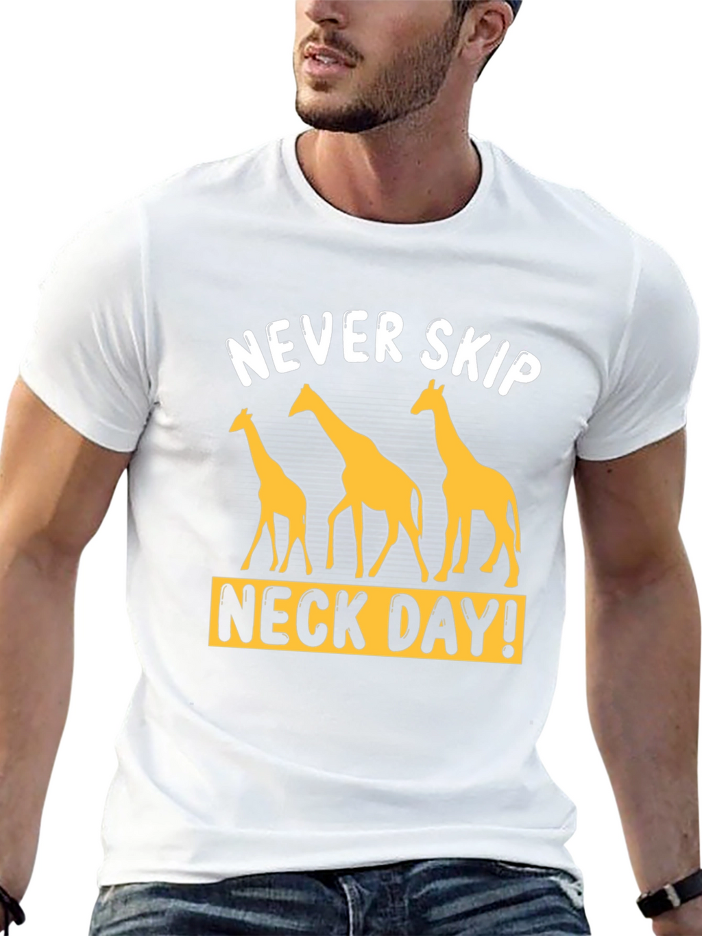 Never Skip Neck Day Giraffe Graphic T-Shirt