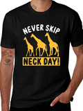 Never Skip Neck Day Giraffe Graphic T-Shirt