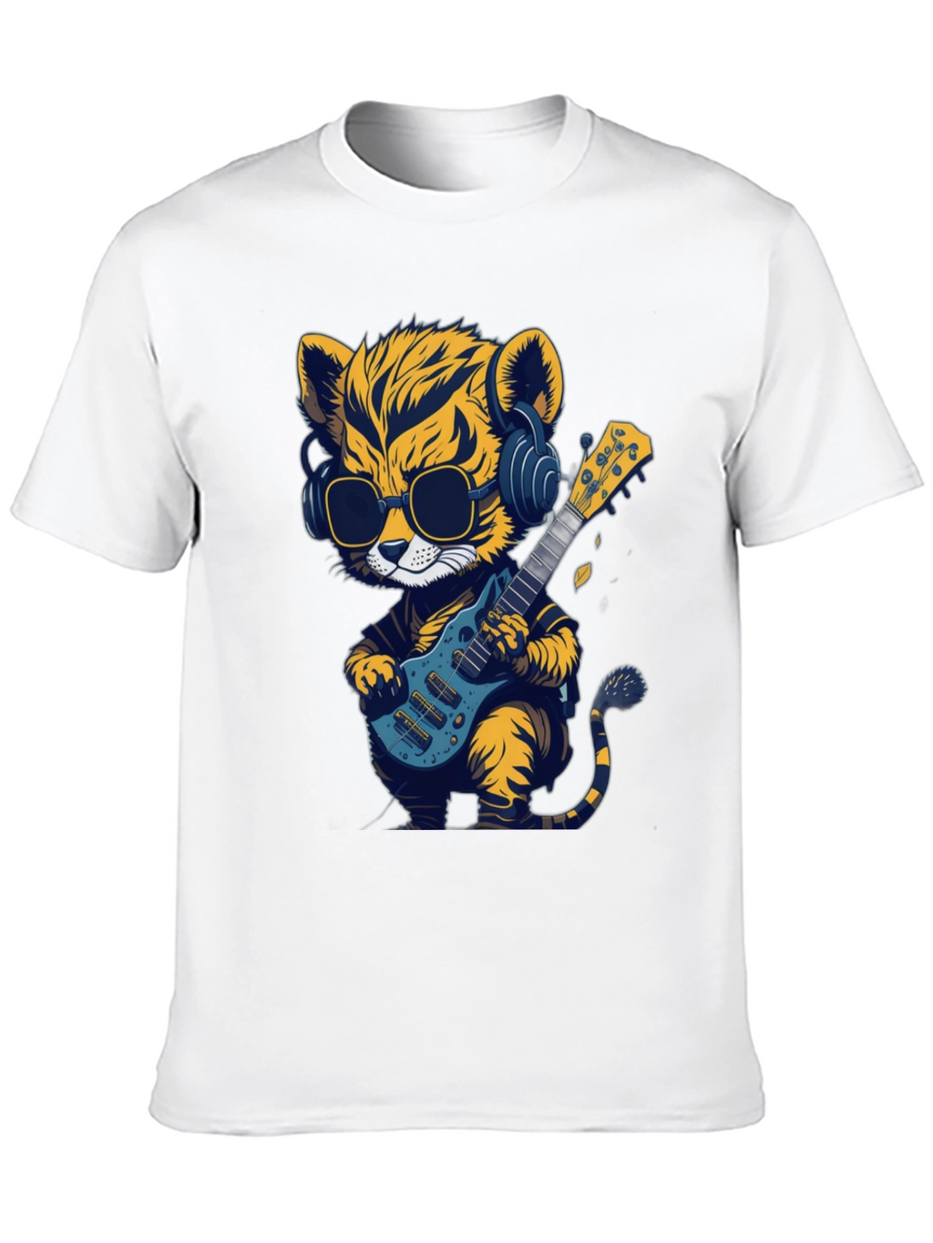 Cool Tiger Guitarist Graphic T-Shirt
