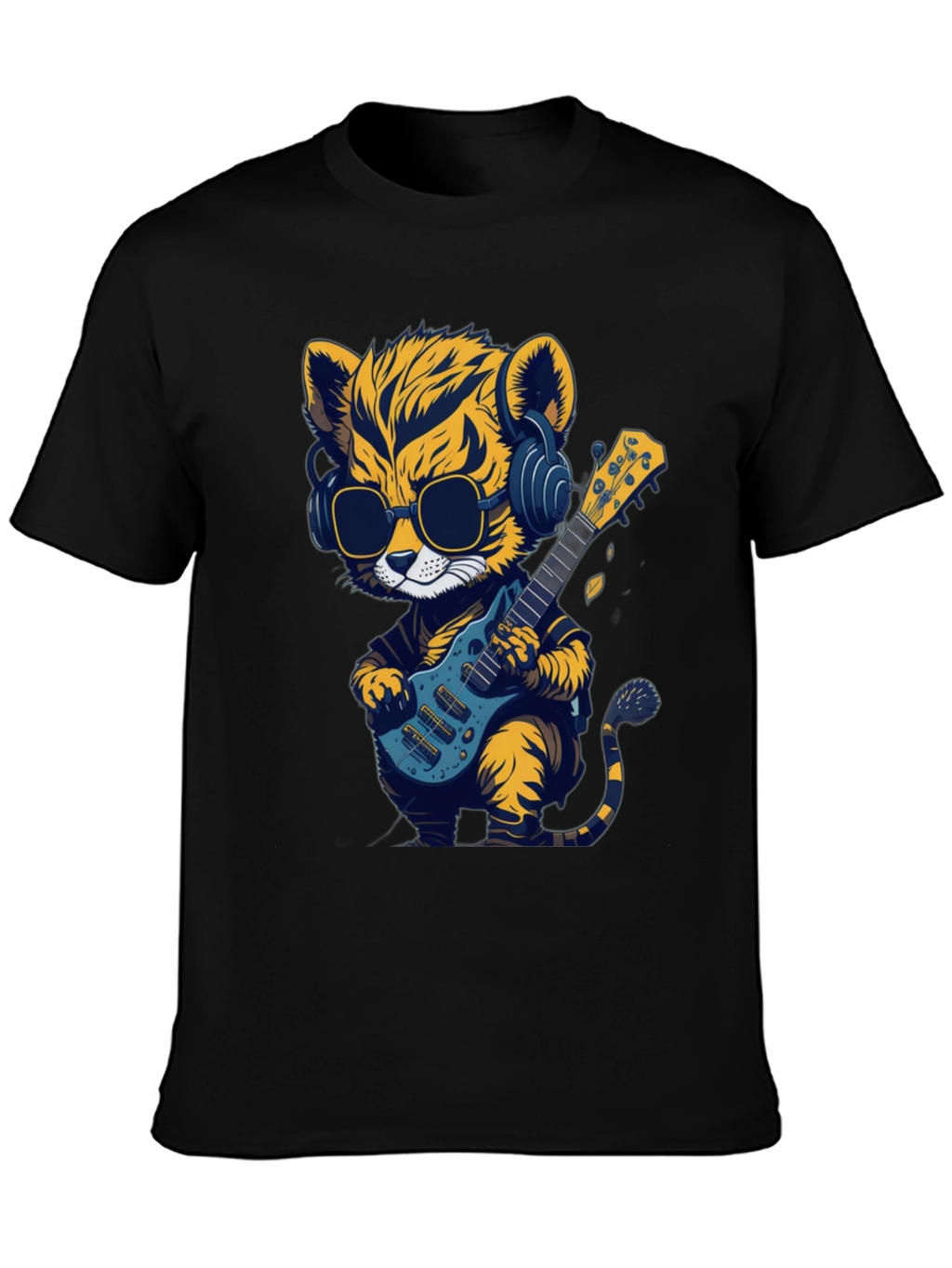 Cool Tiger Guitarist Graphic T-Shirt