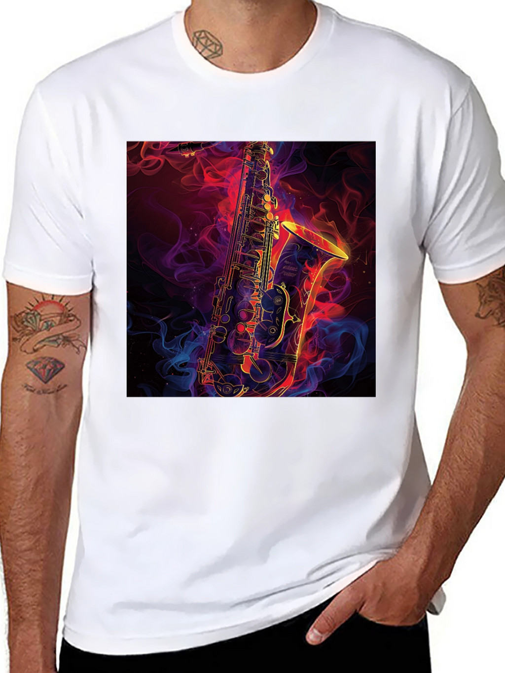 Saxophone Graphic Black T-Shirt - Musical Style