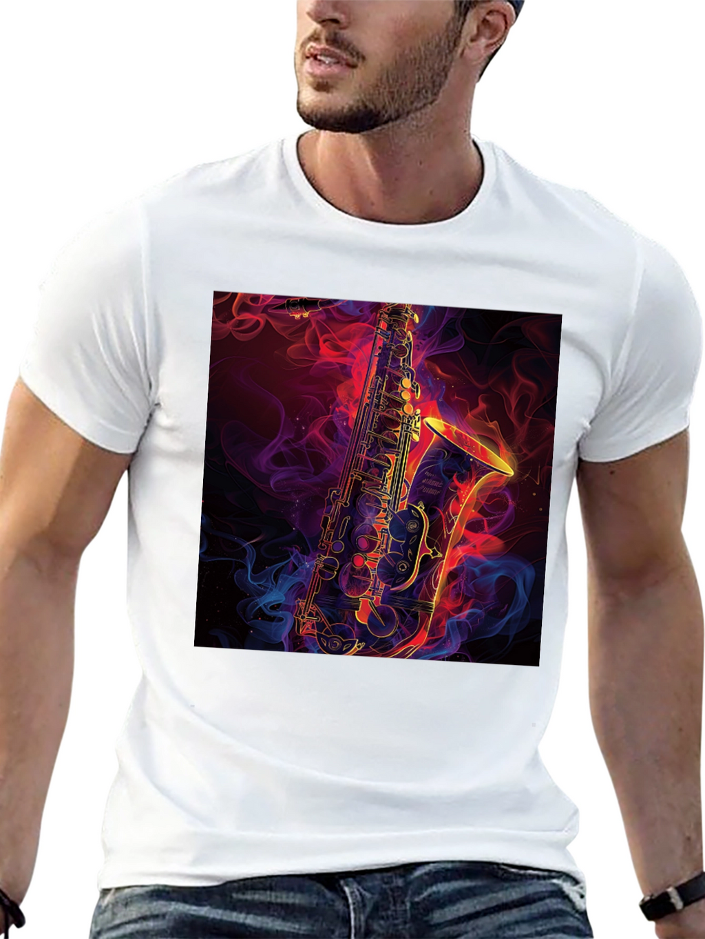 Saxophone Graphic Black T-Shirt - Musical Style