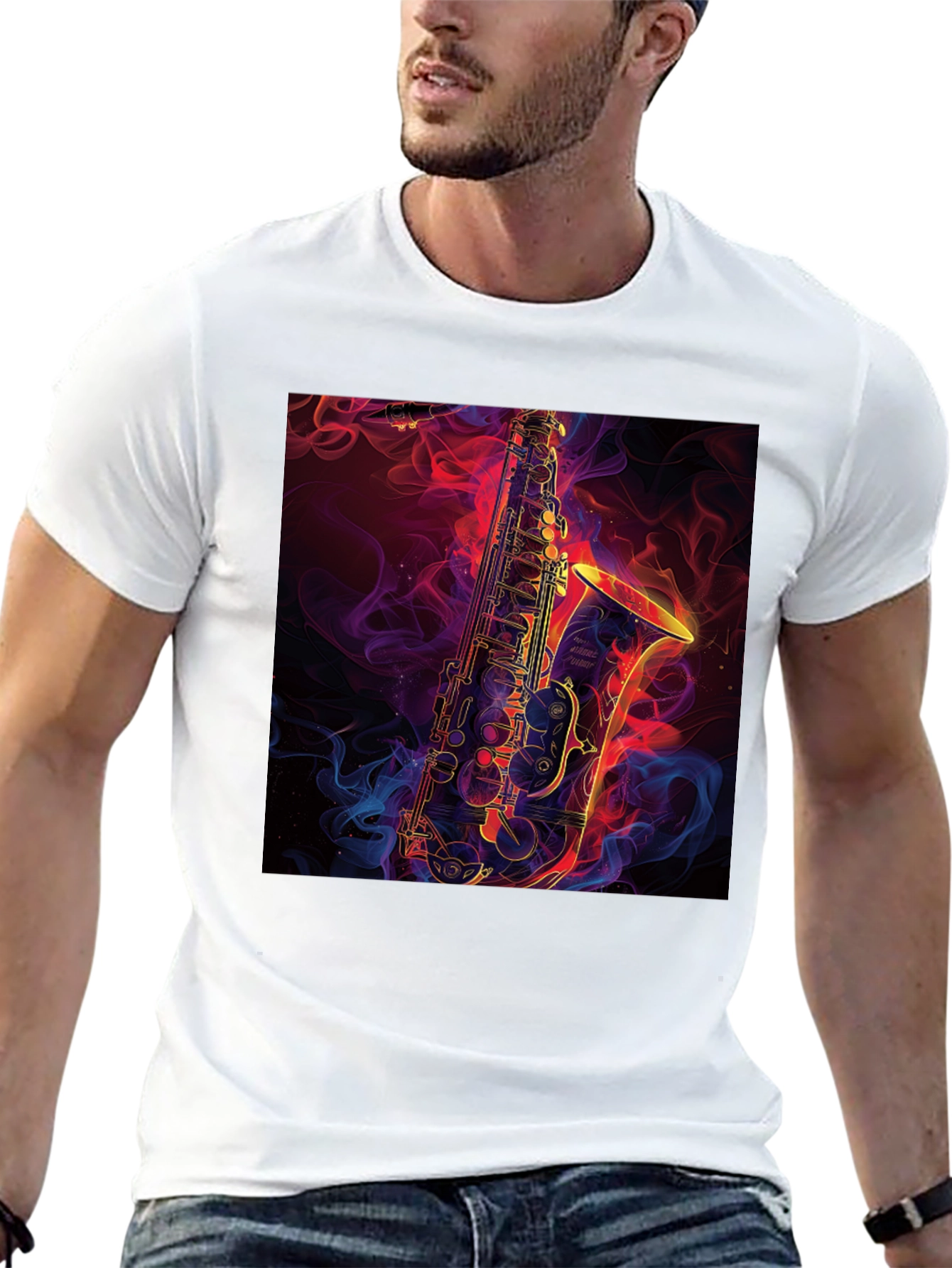 Saxophone Graphic Black T-Shirt - Musical Style
