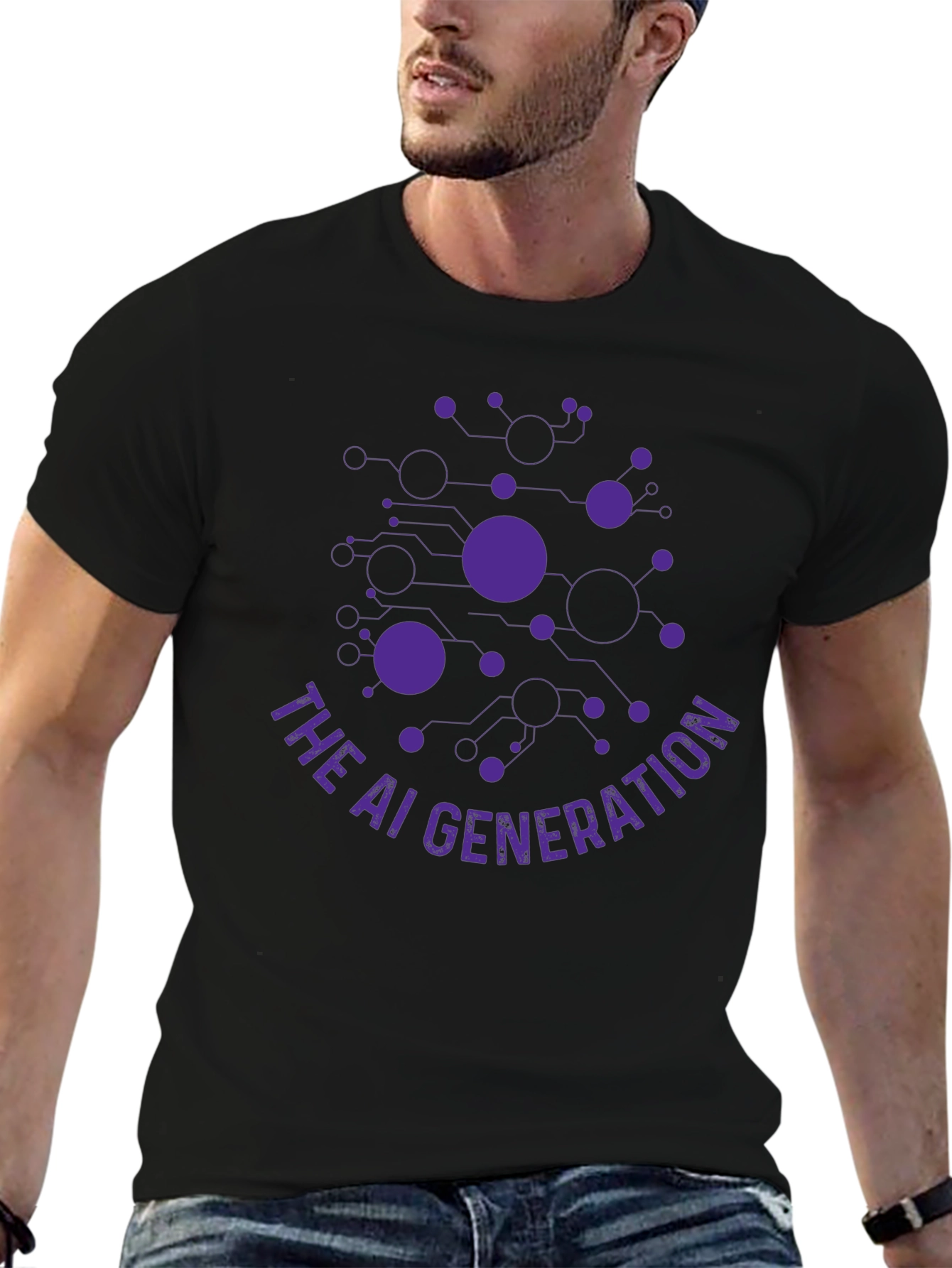 The AI Generation Black Graphic T-Shirt