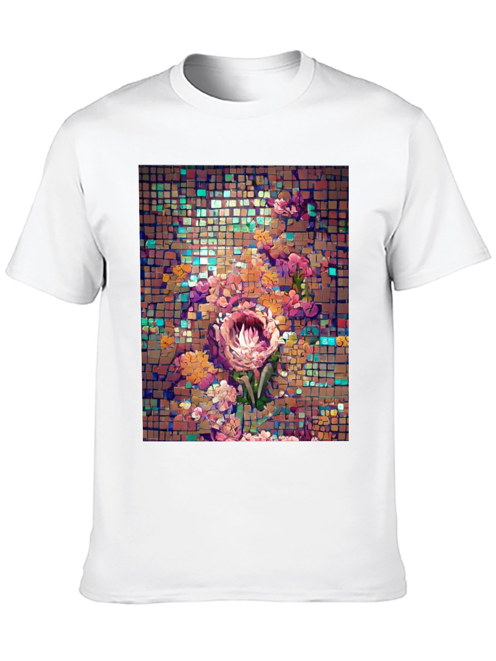 Floral Mosaic T-Shirt - Unique Artistic Design