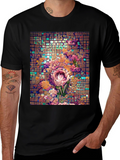 Floral Mosaic T-Shirt - Unique Artistic Design