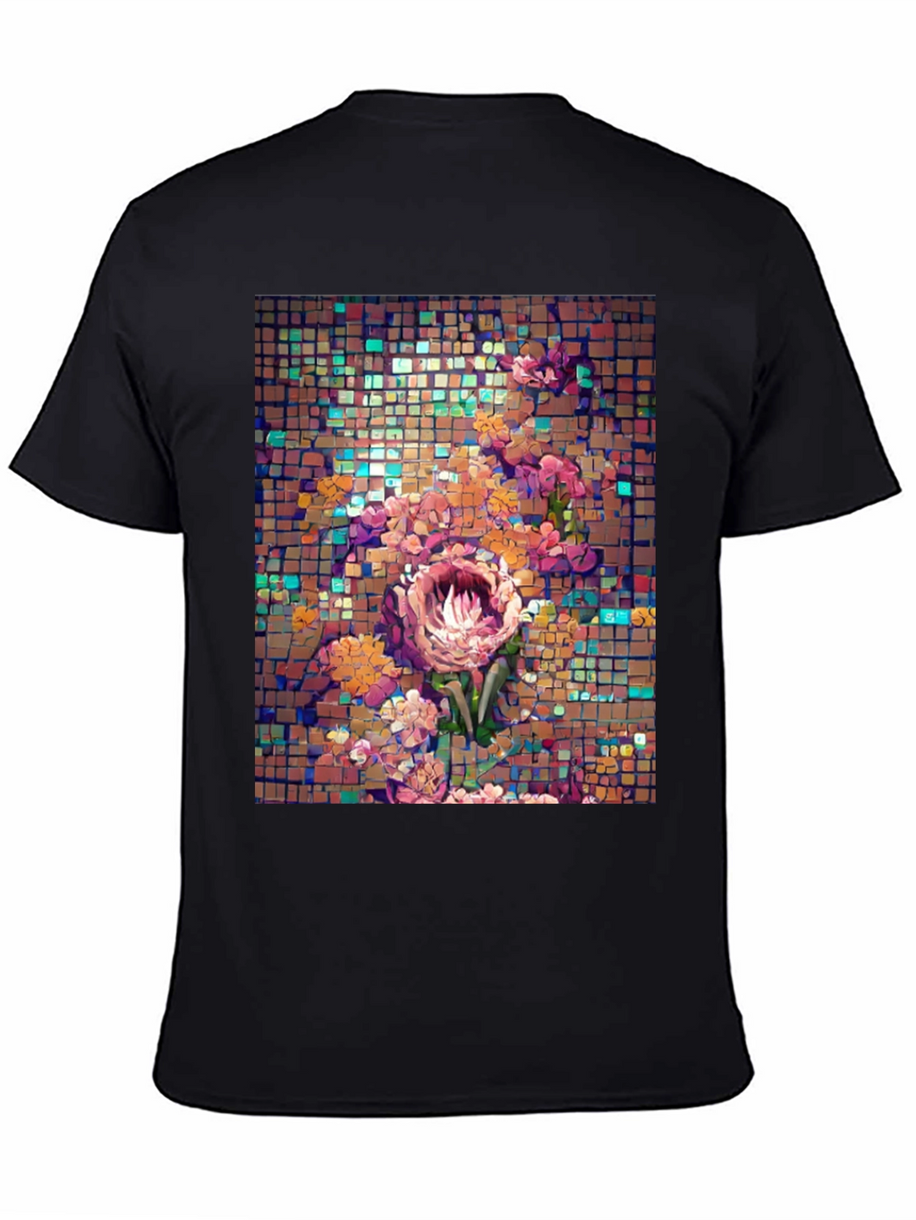 Floral Mosaic T-Shirt - Unique Artistic Design