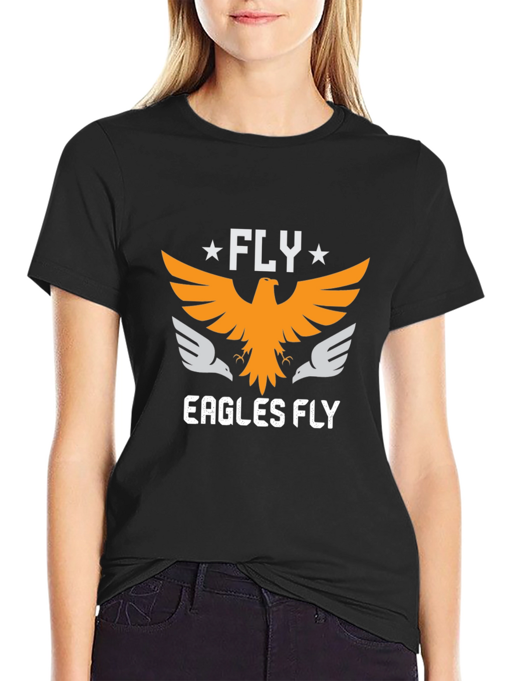 Fly Eagles Fly Black Graphic Tee