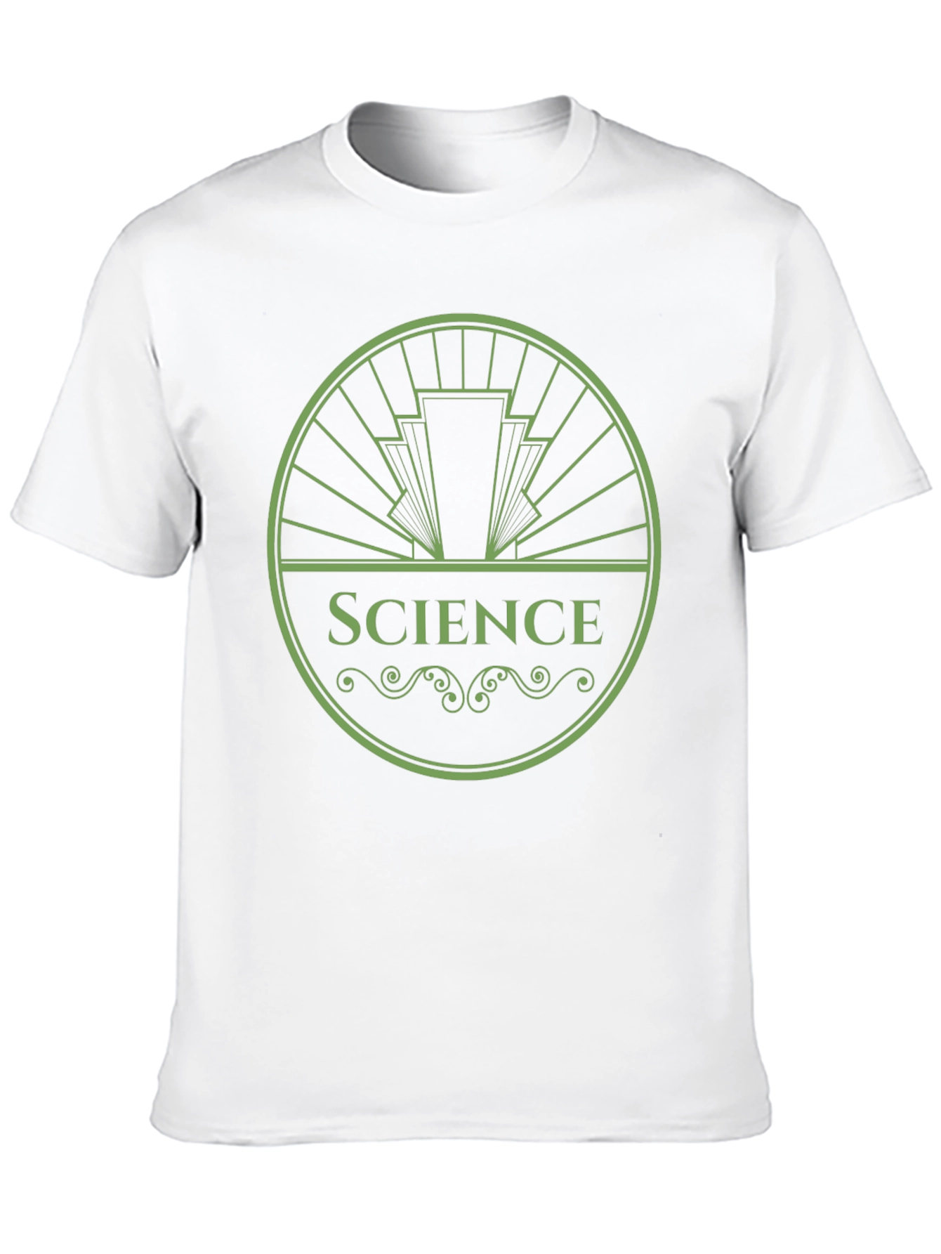 Science Tee: Green Art Deco Design
