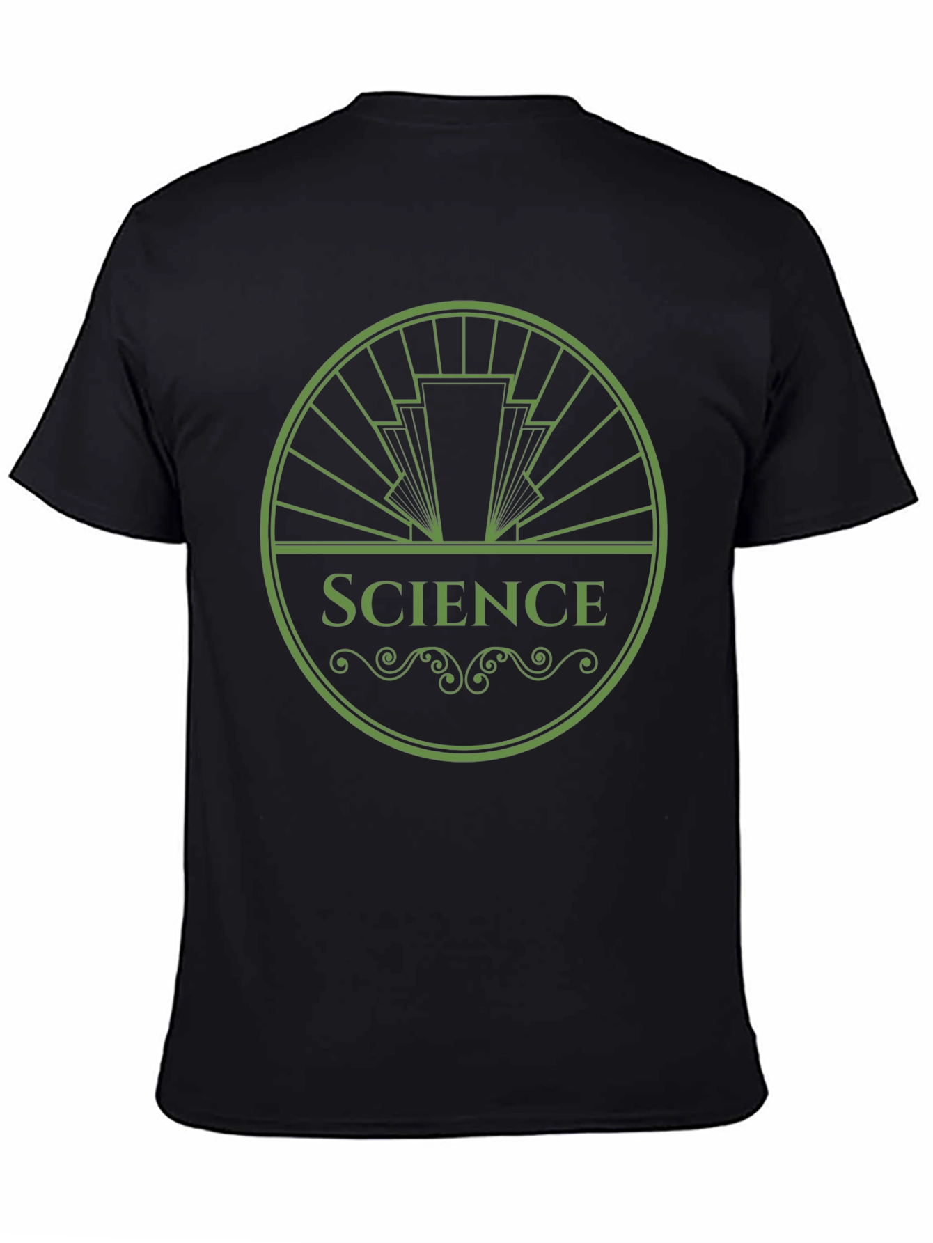 Science Tee: Green Art Deco Design