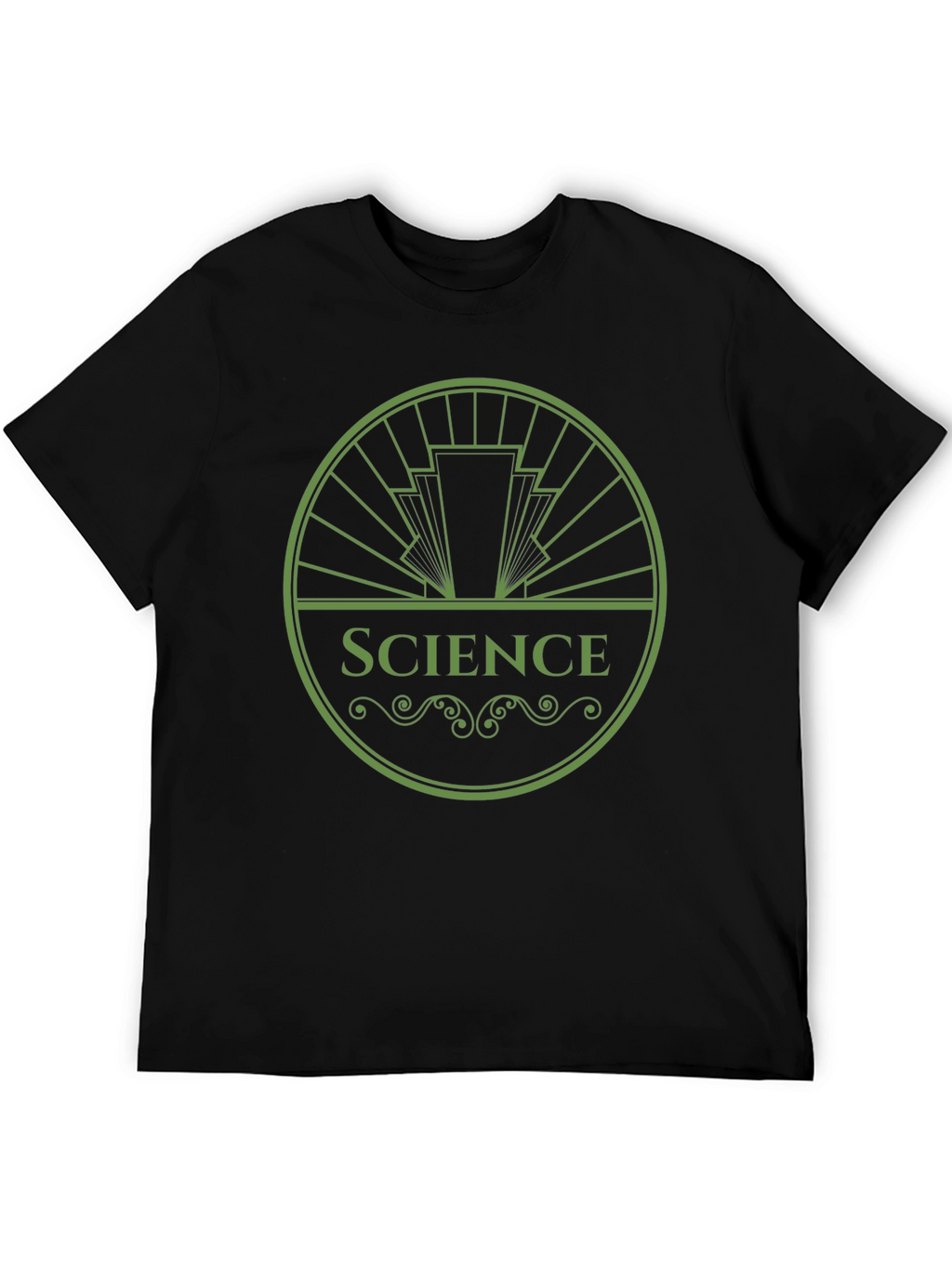 Science Tee: Green Art Deco Design