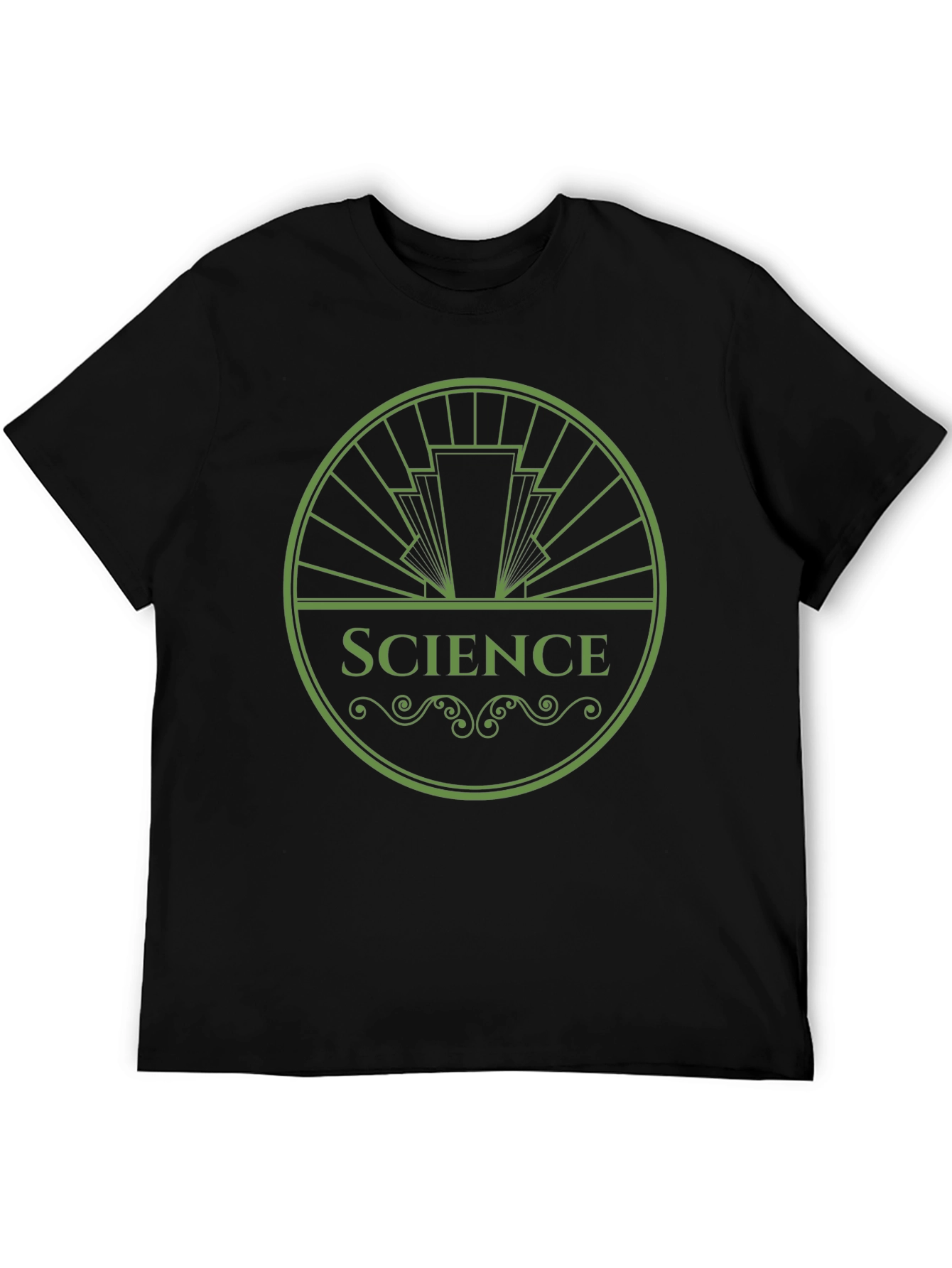 Science Tee: Green Art Deco Design