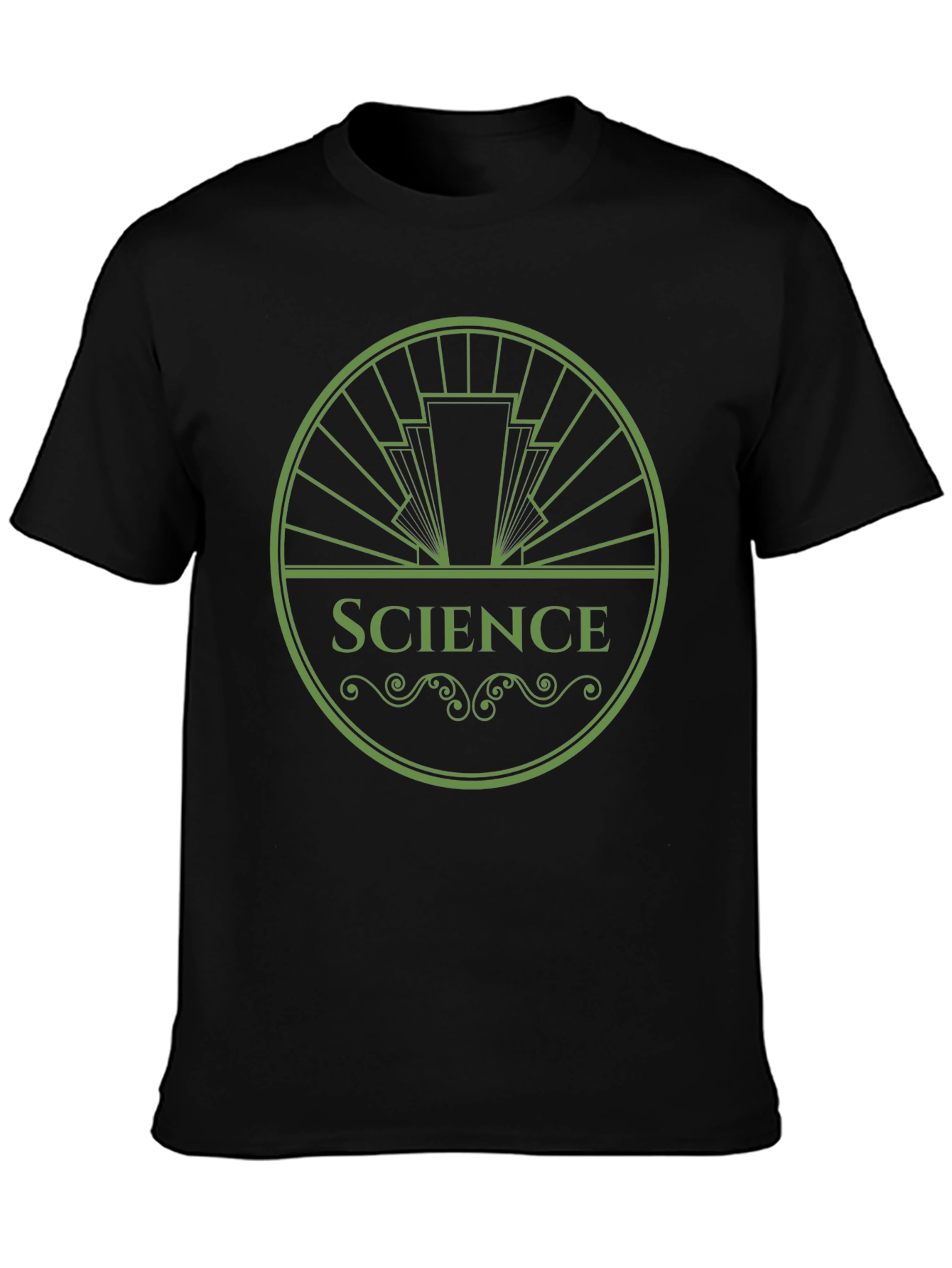 Science Tee: Green Art Deco Design