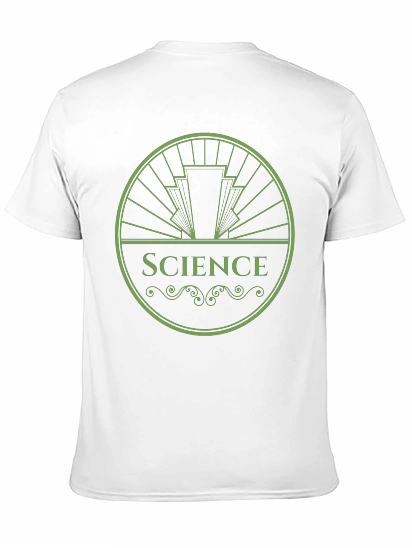 Science Tee: Green Art Deco Design