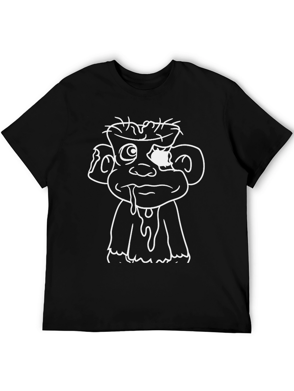 Monster Cartoon Graphic Print Black T-Shirt