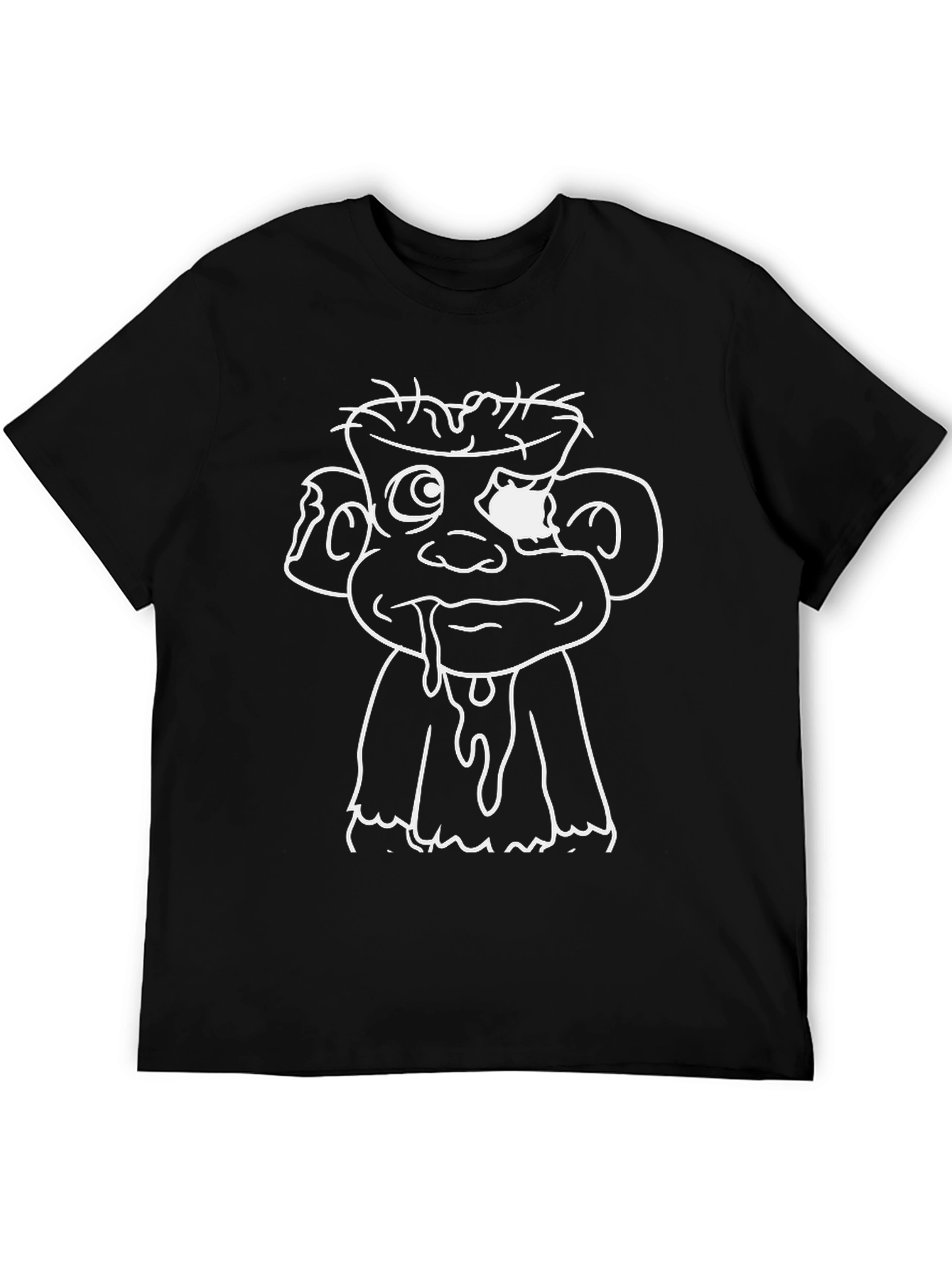 Monster Cartoon Graphic Print Black T-Shirt