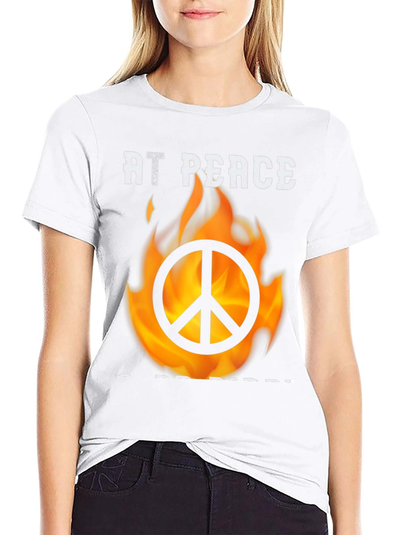 At Peace T-Shirt With Burning Peace Sign