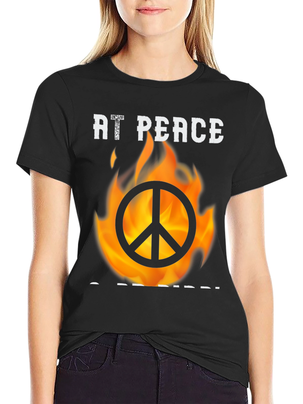 At Peace T-Shirt With Burning Peace Sign