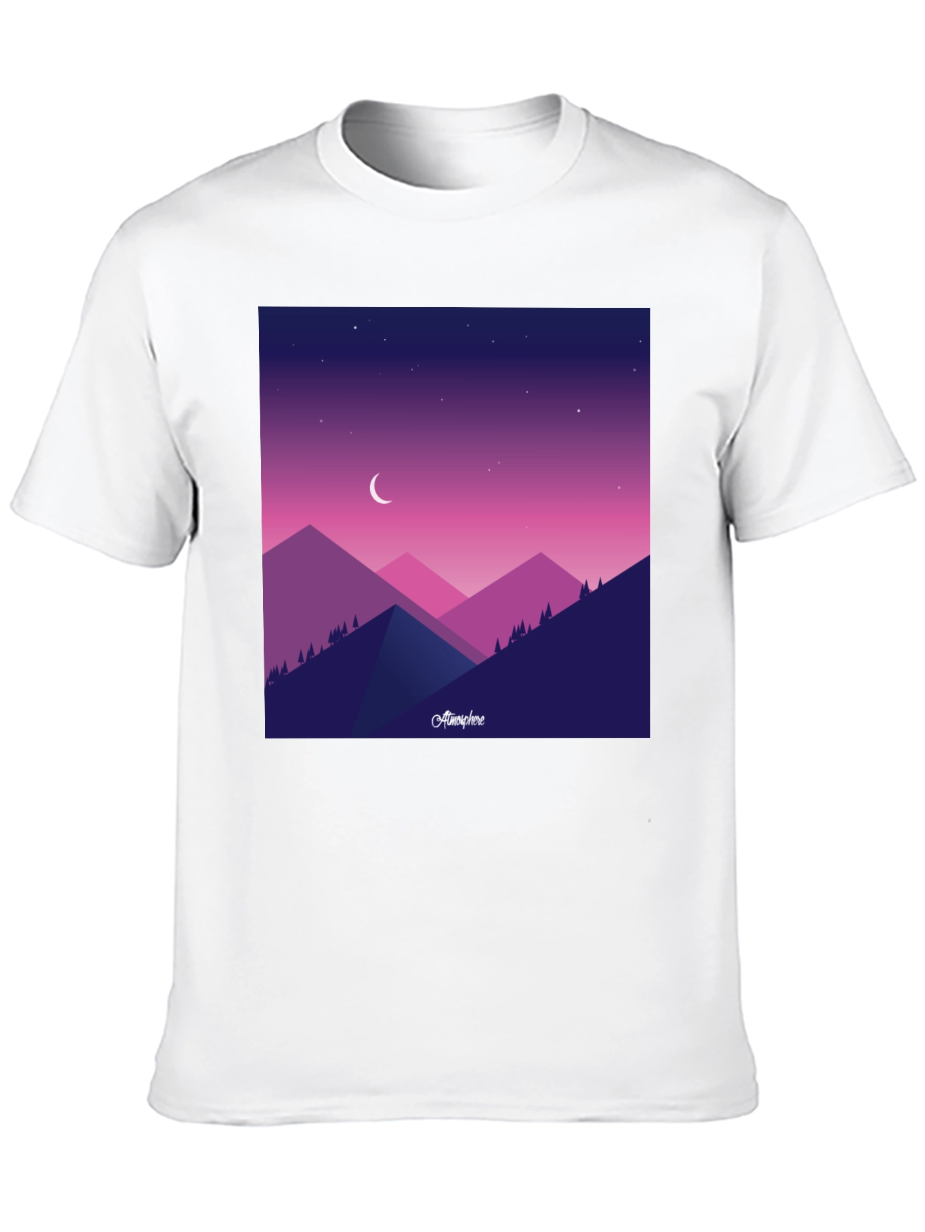 Atmosphere Mountain Scene Black T-Shirt