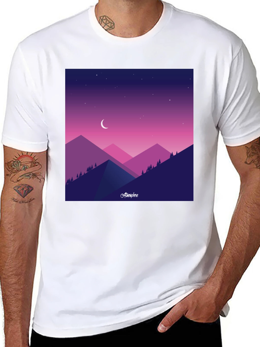 Atmosphere Mountain Scene Black T-Shirt
