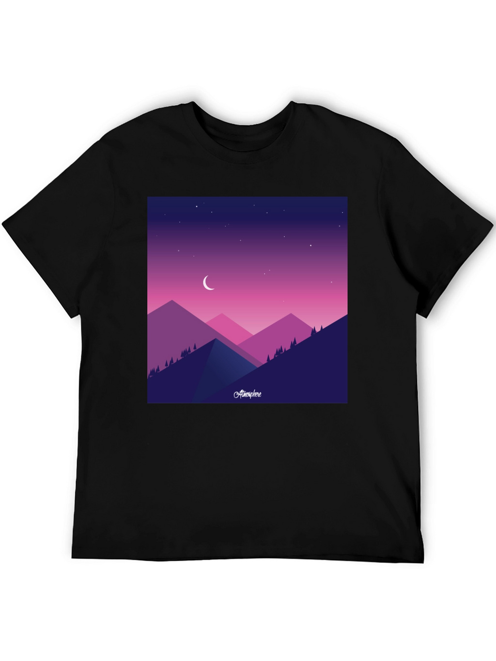 Atmosphere Mountain Scene Black T-Shirt