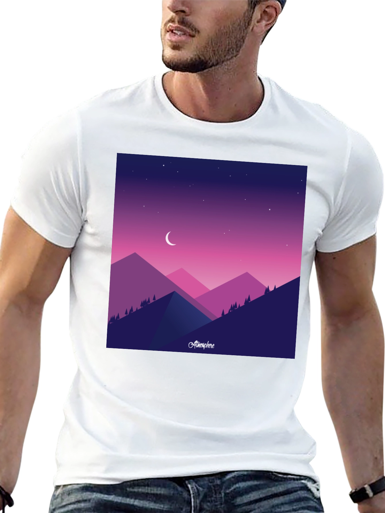Atmosphere Mountain Scene Black T-Shirt