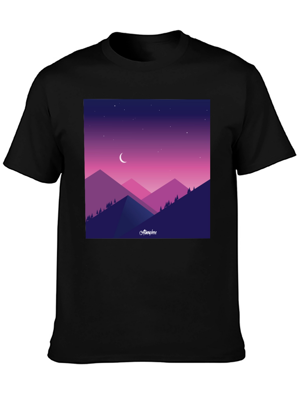 Atmosphere Mountain Scene Black T-Shirt