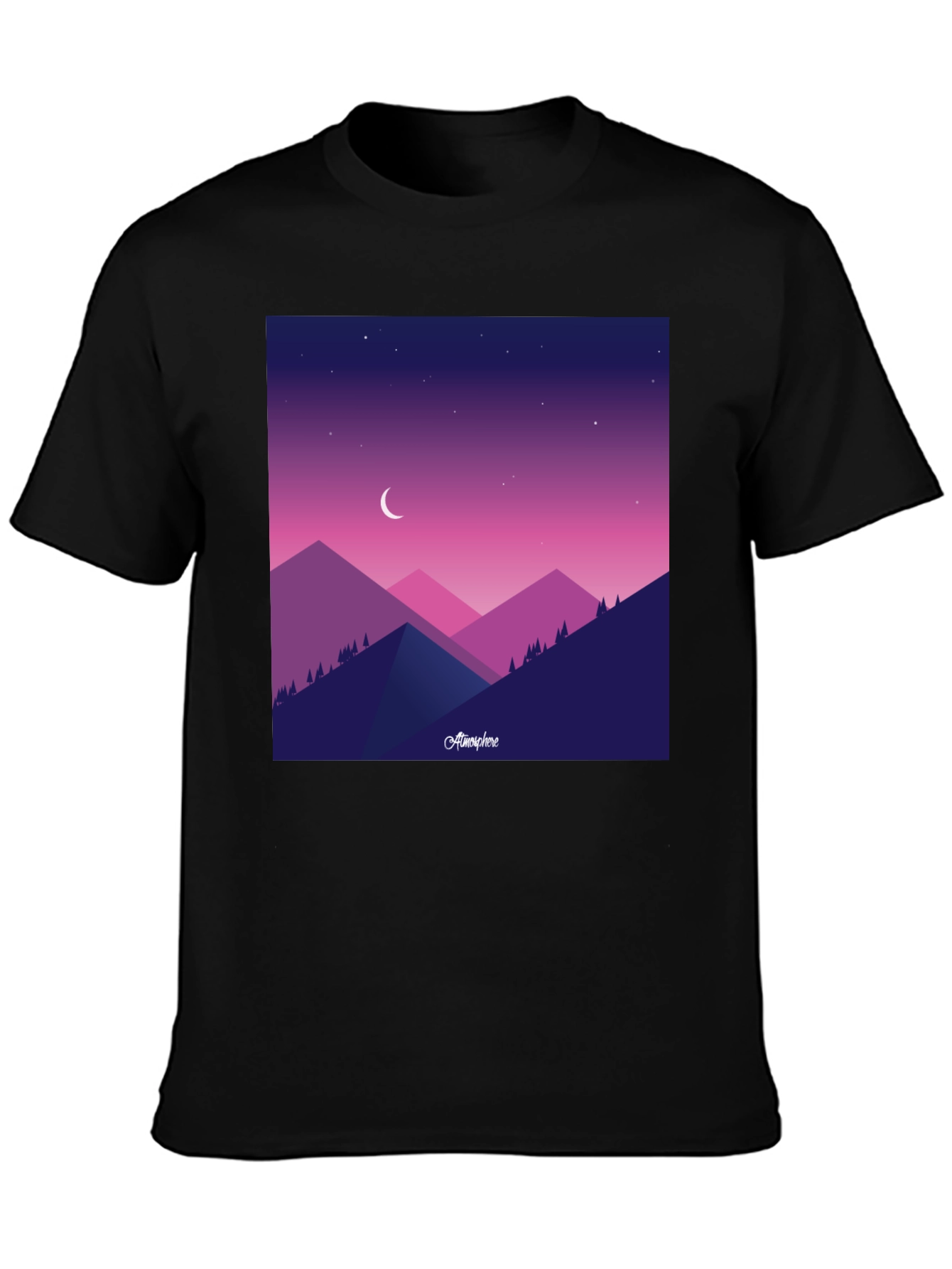 Atmosphere Mountain Scene Black T-Shirt