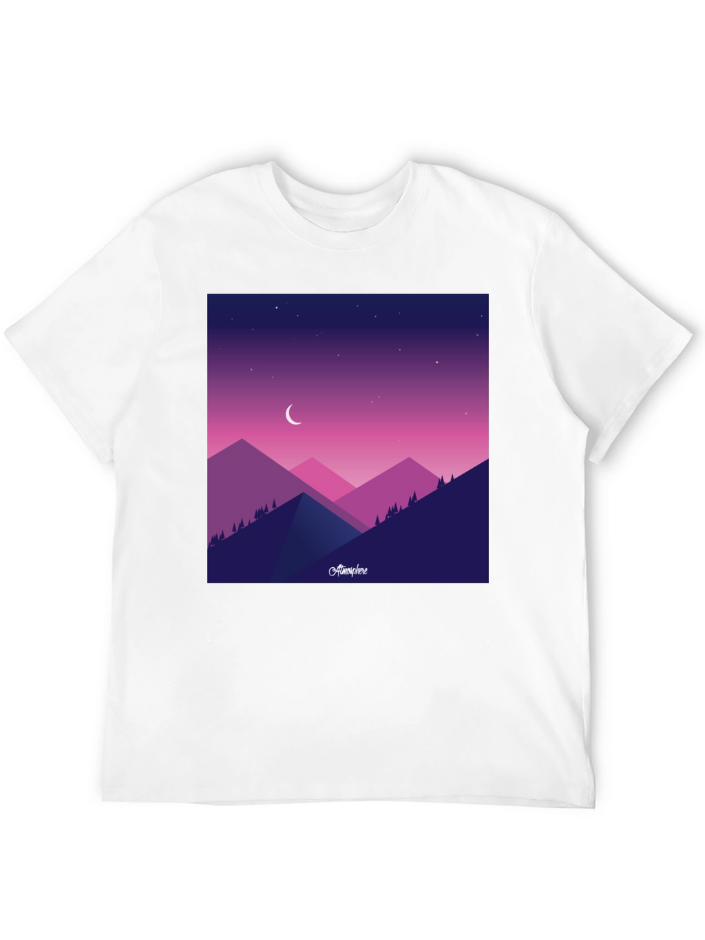 Atmosphere Mountain Scene Black T-Shirt
