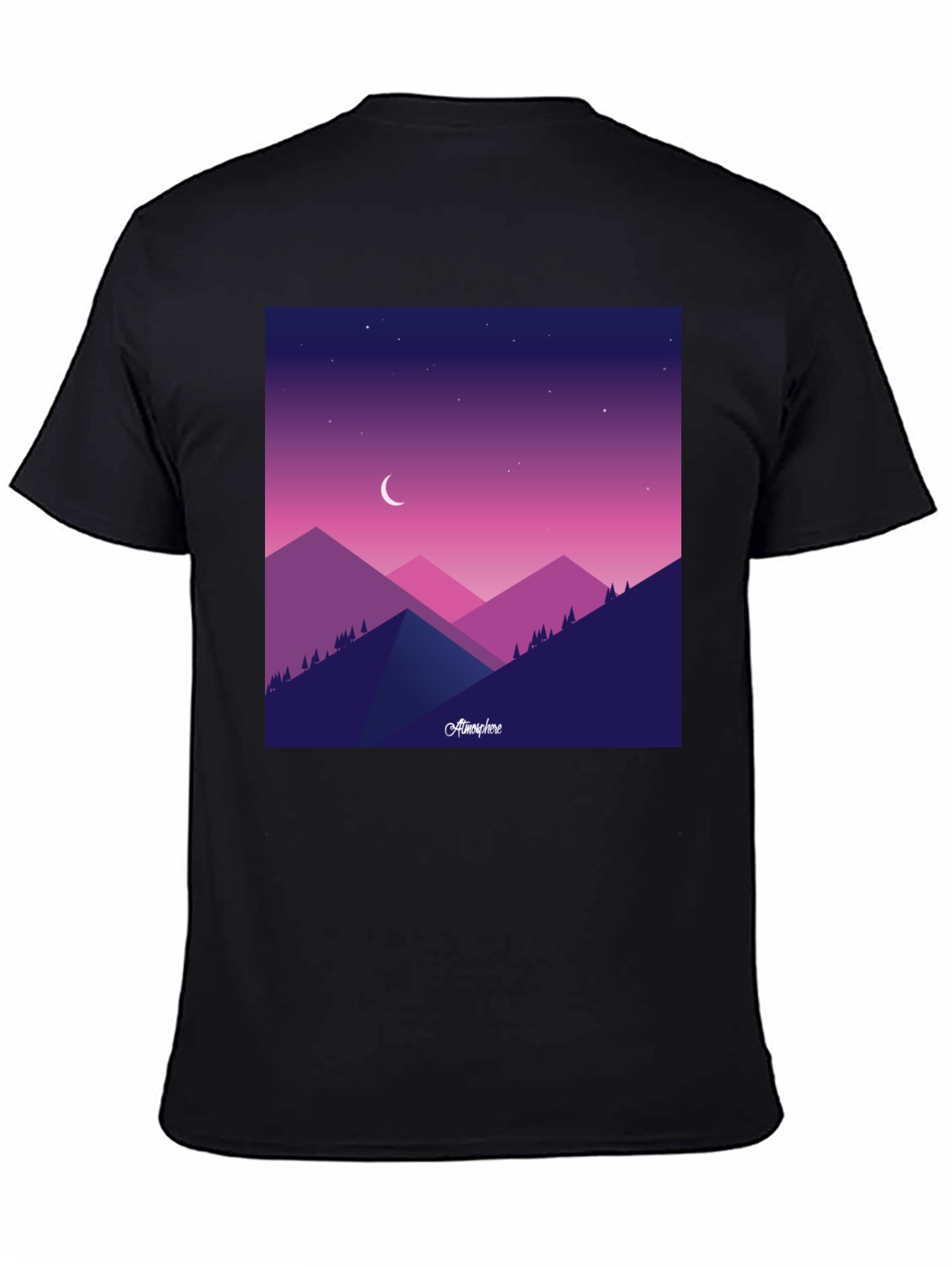 Atmosphere Mountain Scene Black T-Shirt