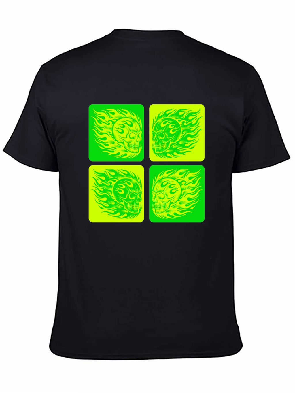 Skull Graphic Tee - Neon Green & Yellow