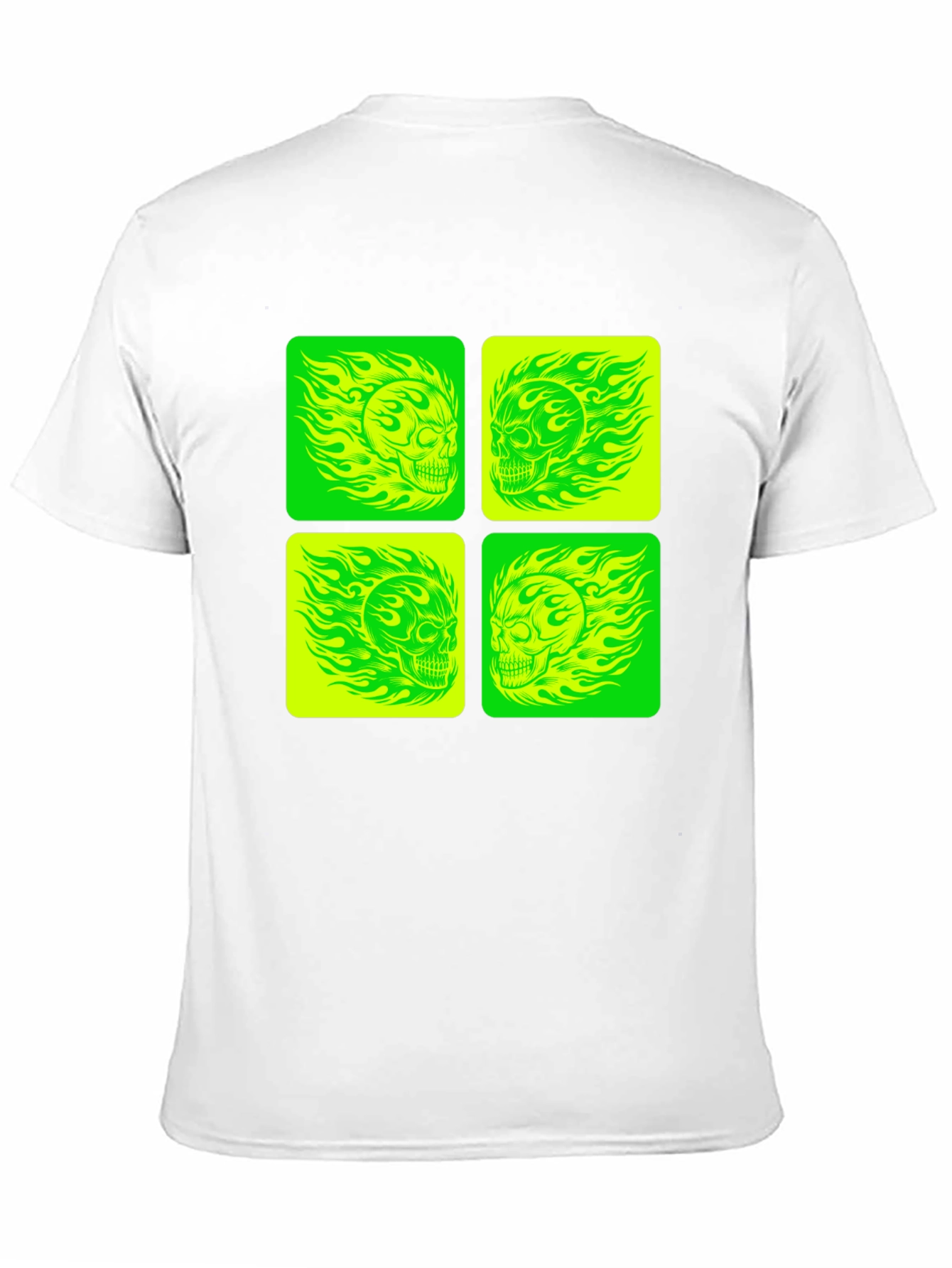 Skull Graphic Tee - Neon Green & Yellow