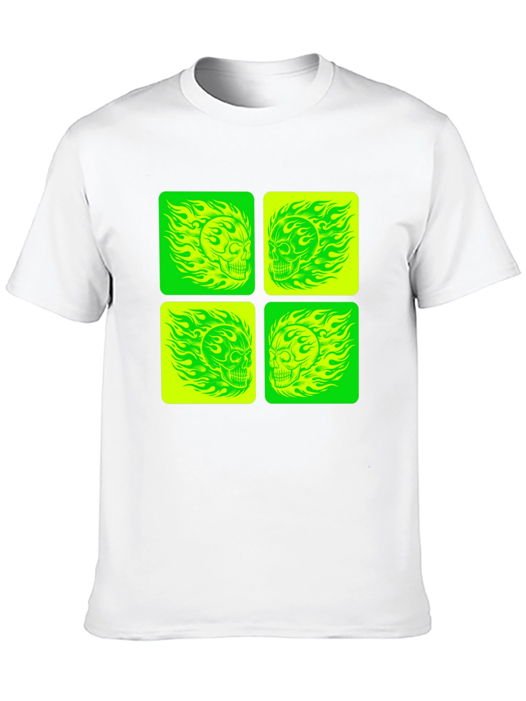 Skull Graphic Tee - Neon Green & Yellow