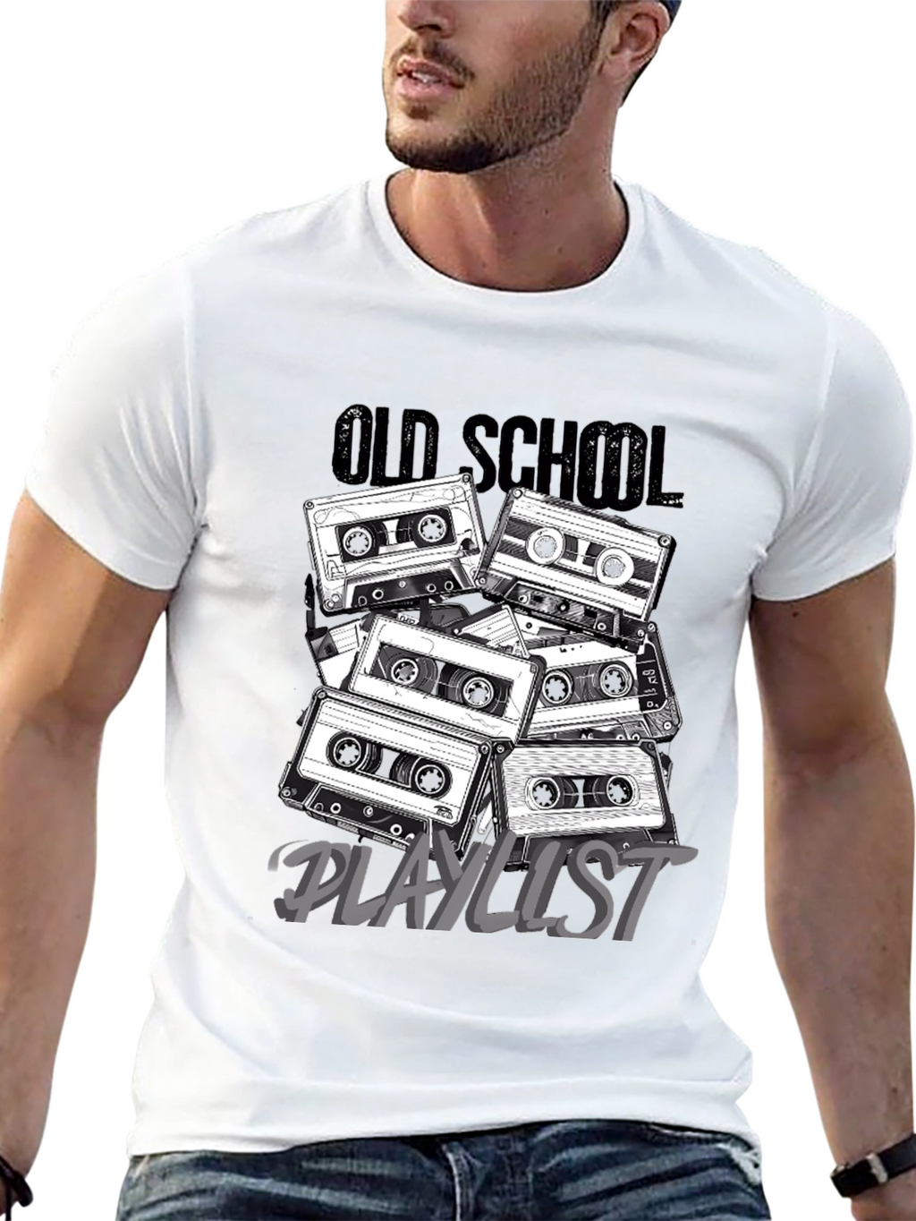 Retro Cassette Tape Old School Playlist T-Shirt